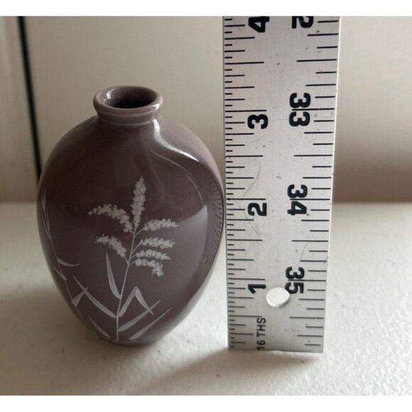 Vtg 1983 Franklin Porcelain Mini Vase Shino Ware Ieyasu Gray White Floral Japan - Picture 8 of 8